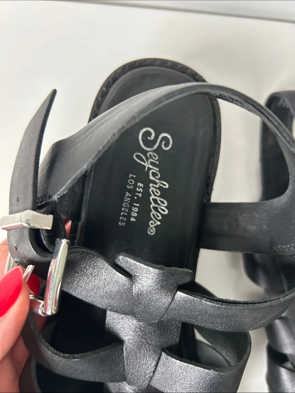 Seychelles Black Strappy Buckle Gladiator Sandals